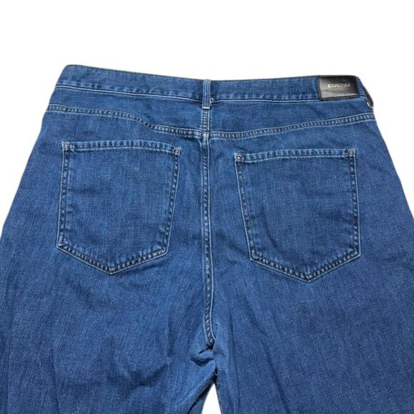 Express Cropped Wide Leg Jeans Blue Size 14 - Picture 8 of 9